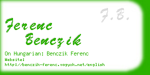 ferenc benczik business card